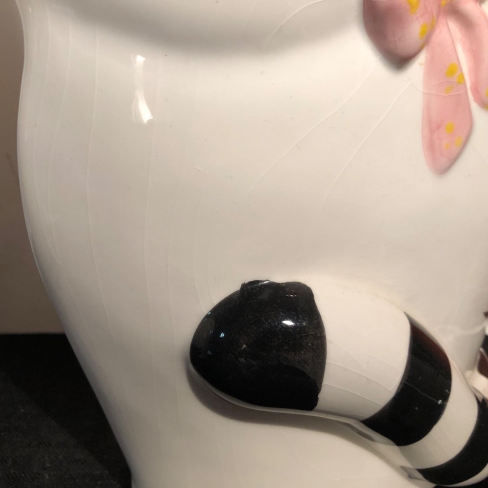 Big ! Set of 2 Vintage Cat 🐈 Figures black & white ceramic Super Cute - Picture 14 of 16